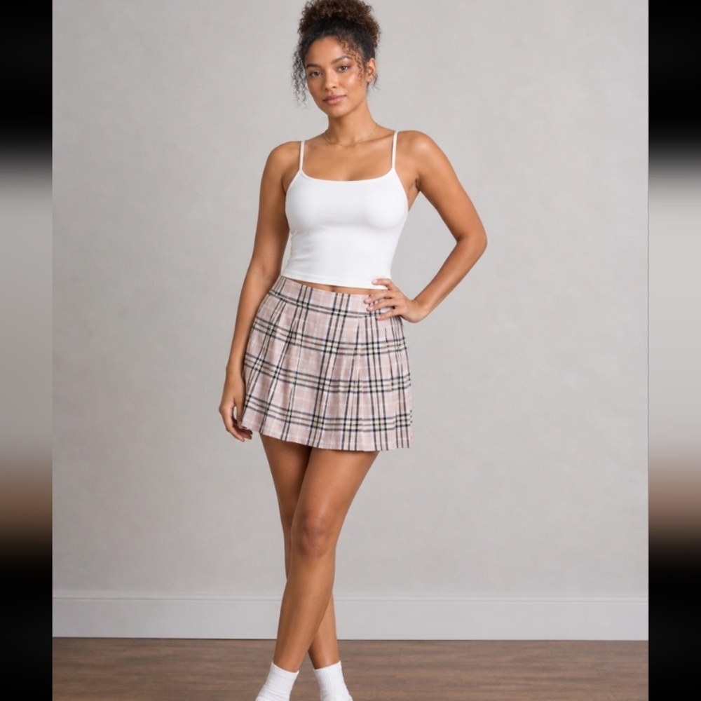 RUE + Pleated Pink Pleated Patterned  Skirt 1X